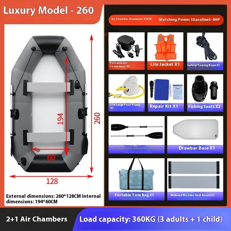 XMWL Kajak Hartboot Gummiboot Verdicktes Angelboot Sturmboot Aufblasbares Faltbares Luftkissenfahrzeug Pannensicher Solide und Langlebig