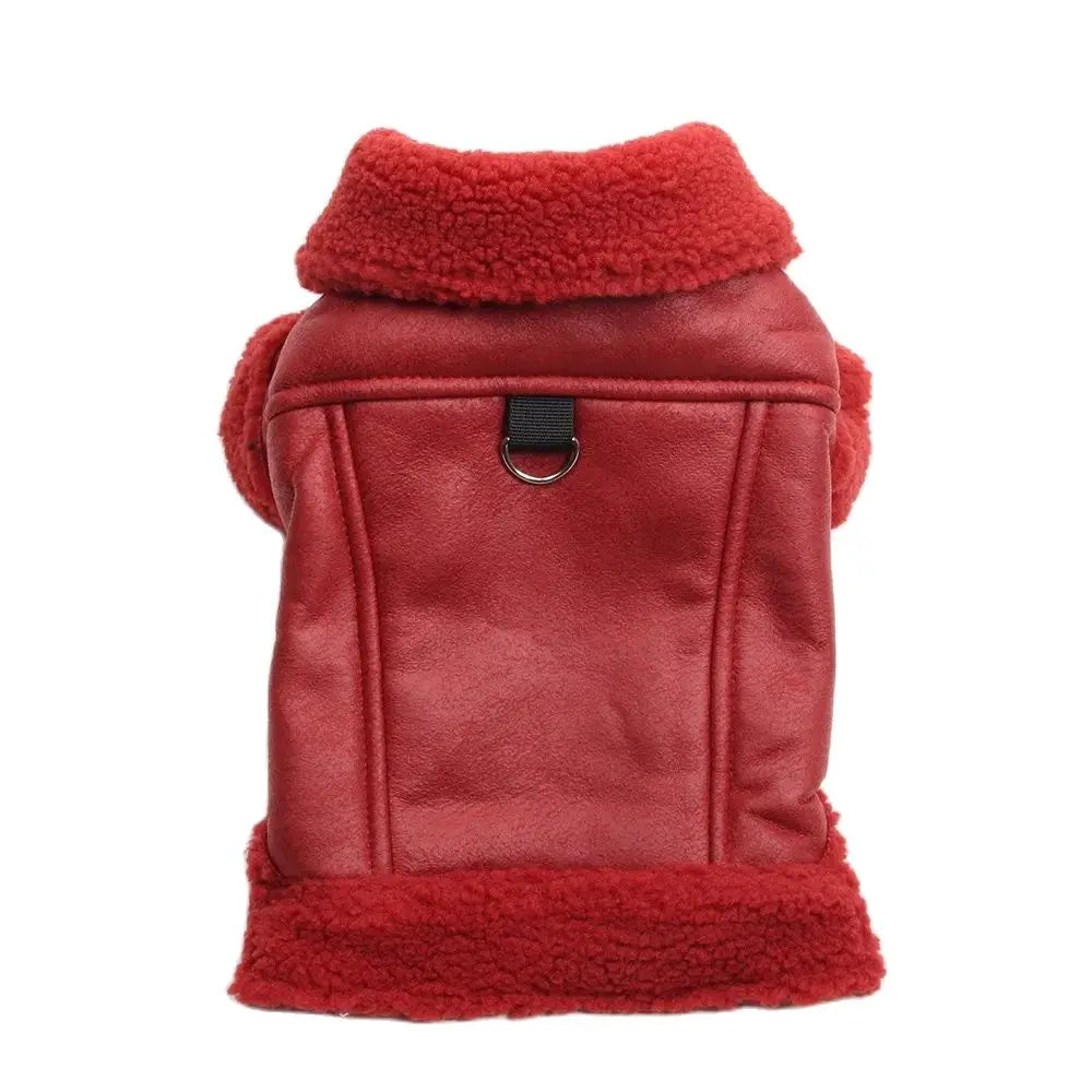 Winter Hundemantel Jacke Kunstleder Fleece Warm Haustier Welpe Warme Kleidung Bekleidung Outfit