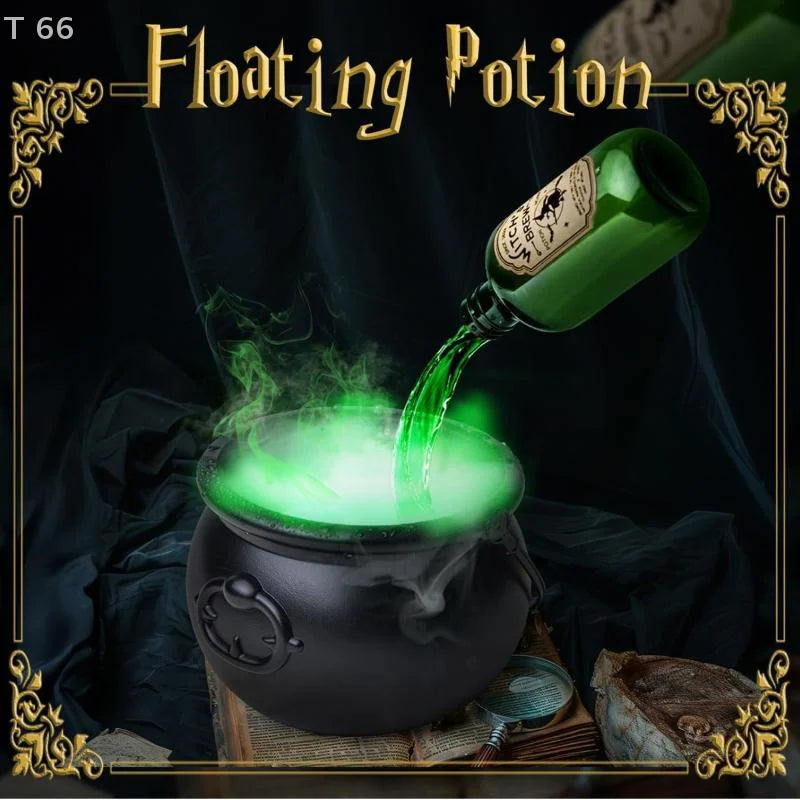 Party Horror Props Witch's Cauldron With Magical Bottles & Fog Maker, Floating Potion DIY, Halloween Decorations Indoor