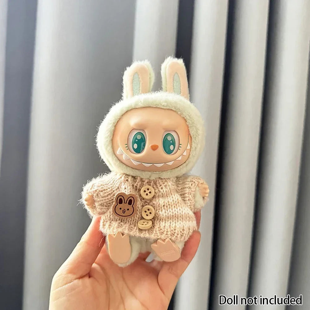 For 15-17 cm v1v2 Labubu Clothes outfit Labubu Sitting Party Bear Label Scarf Hat Bag Dolls Accessories Cute Decoration