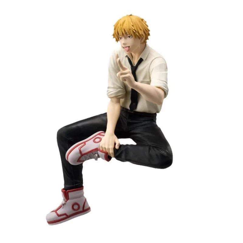 In Stock SEGA Chainsaw Man Denji Sitting Posture 14cm Premium Figure Anime Models Toy Doll Decorative Ornament Collectible