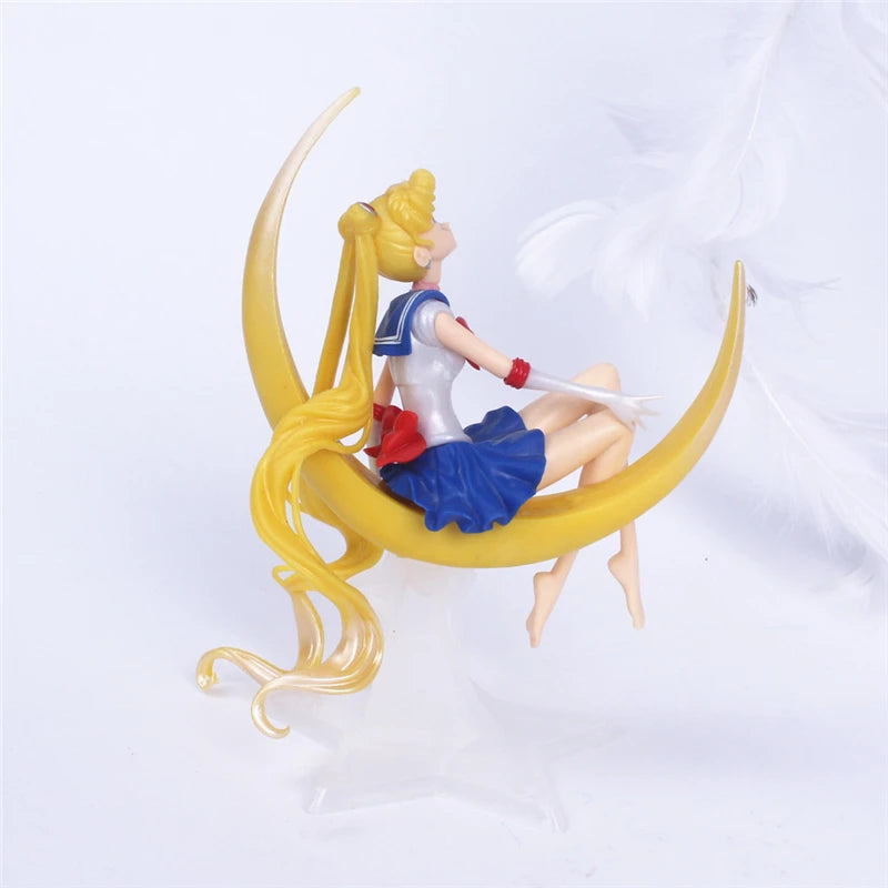 Cartoon Anime Sailor Moon Tsukino Action Figure Wings Toy Doll Cake Decoration Collection Model Girls Gift for Children