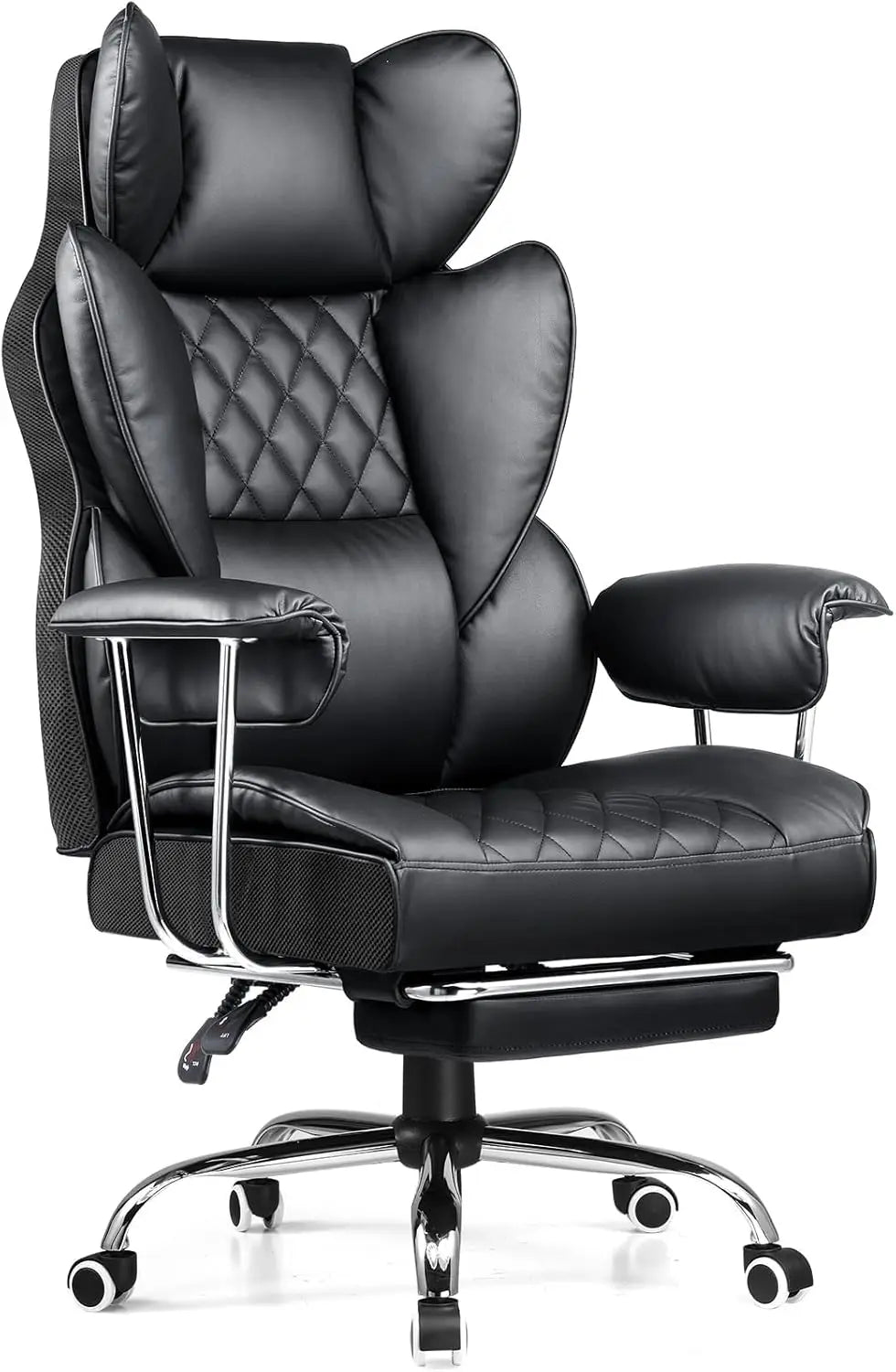 Big and Tall Office Chair, High Back Leather Gaming Chair with Footrest, Executive Ergonomic Office Chair with Pocket
