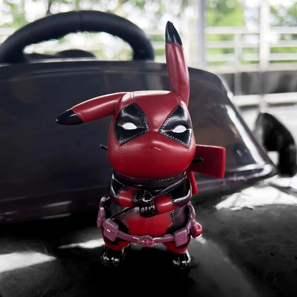Pikachu Cos Deadpool Figure Q-Version Pikachu Action Figures Statue Model Desk Decoration Collection Dolls Toys Chrismas Gift