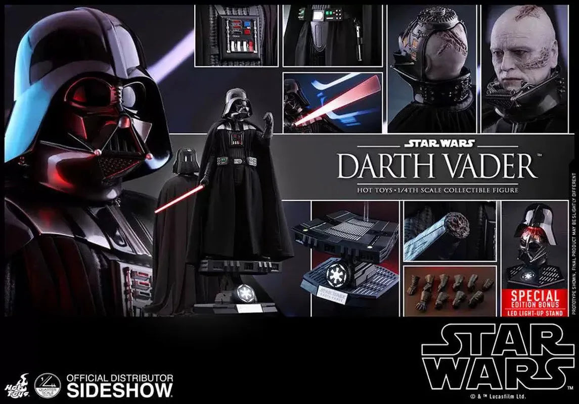 HotToys Star Wars Darth Vader 1/4 Scale Articulated Action Figure Special Edition LED Light up Stand QS013 Collectible Toy