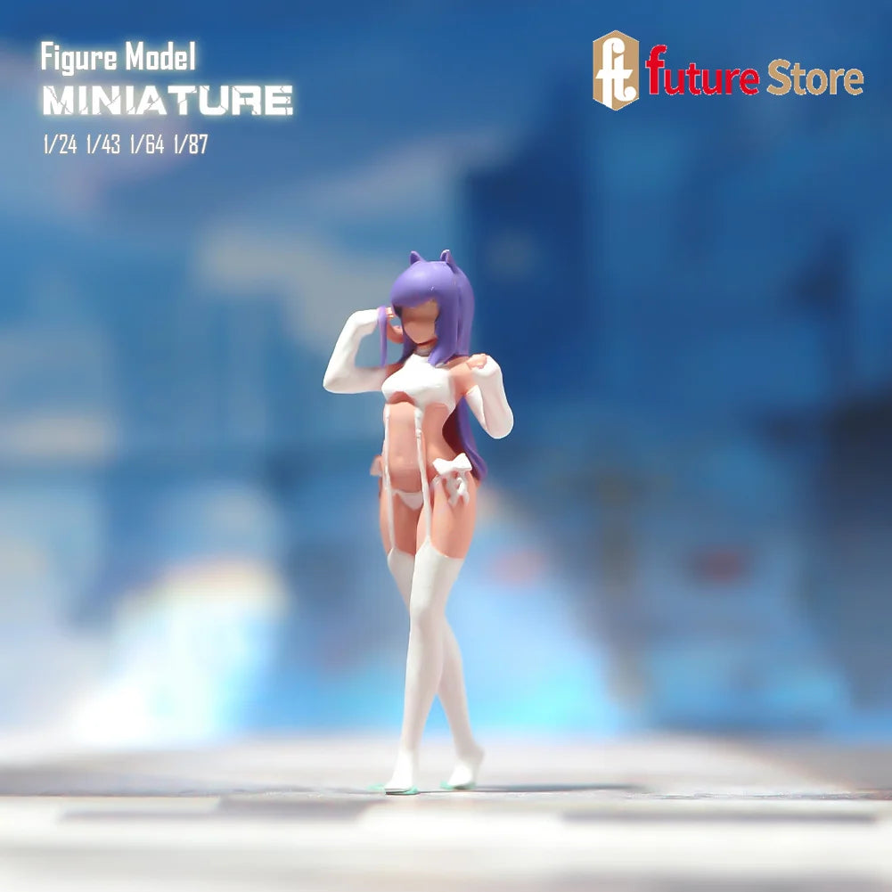 Miniature Figure 1/87 1/64 1/43 1/24 Anime Long Hair Beauty Girl 3D Diorama Model Creative Scene Prop Decoration