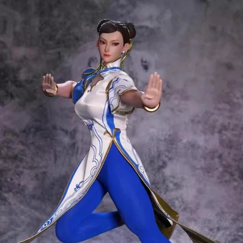 Chunli Action Figure Play Toy P026 1/6 Scale 12  Movable Eyes Blue Cheongsam Female Soldier Collectible Figurine Full Set Gift