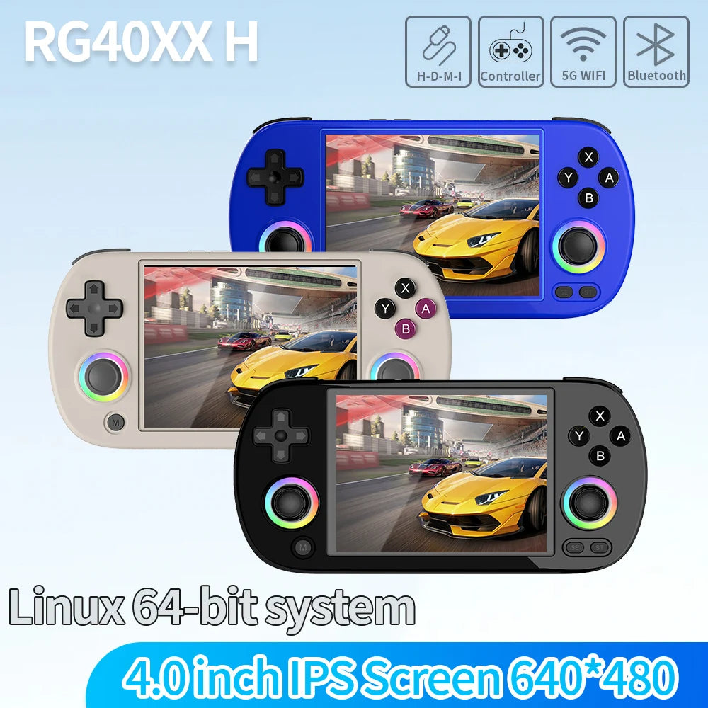 RG40XX H Handheld Game Console 4.0 inch IPS Screen Joystick Support 5g WiFi Bluetooth RGB Lighting Retro Video Game Console