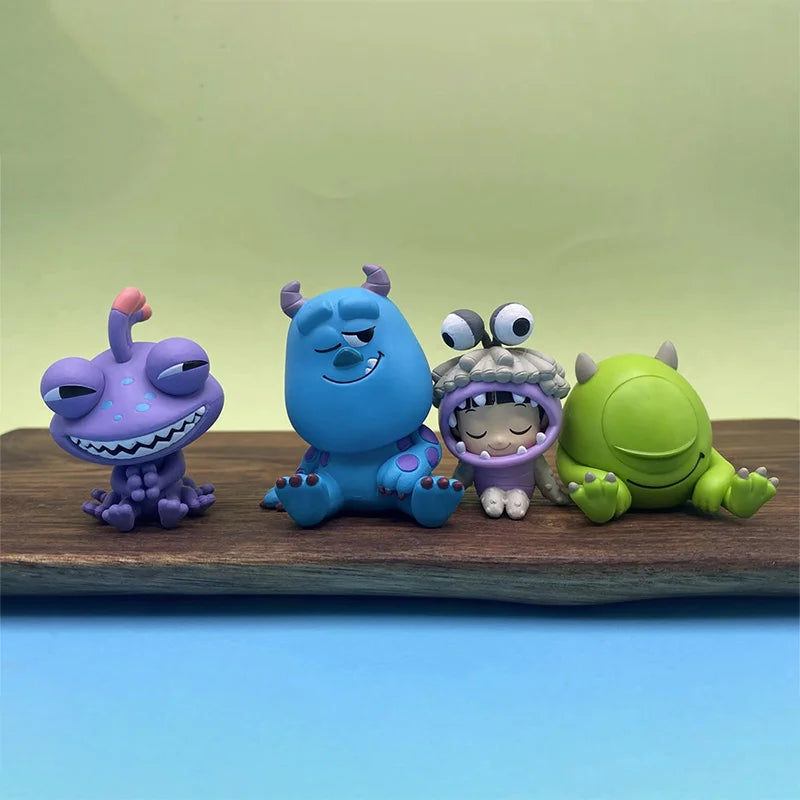 4pcs University Monsters Inc Anime Figures James P. Sullivan Boo Mike Wazowski Action Figure Q Version Model Desktop Decoration