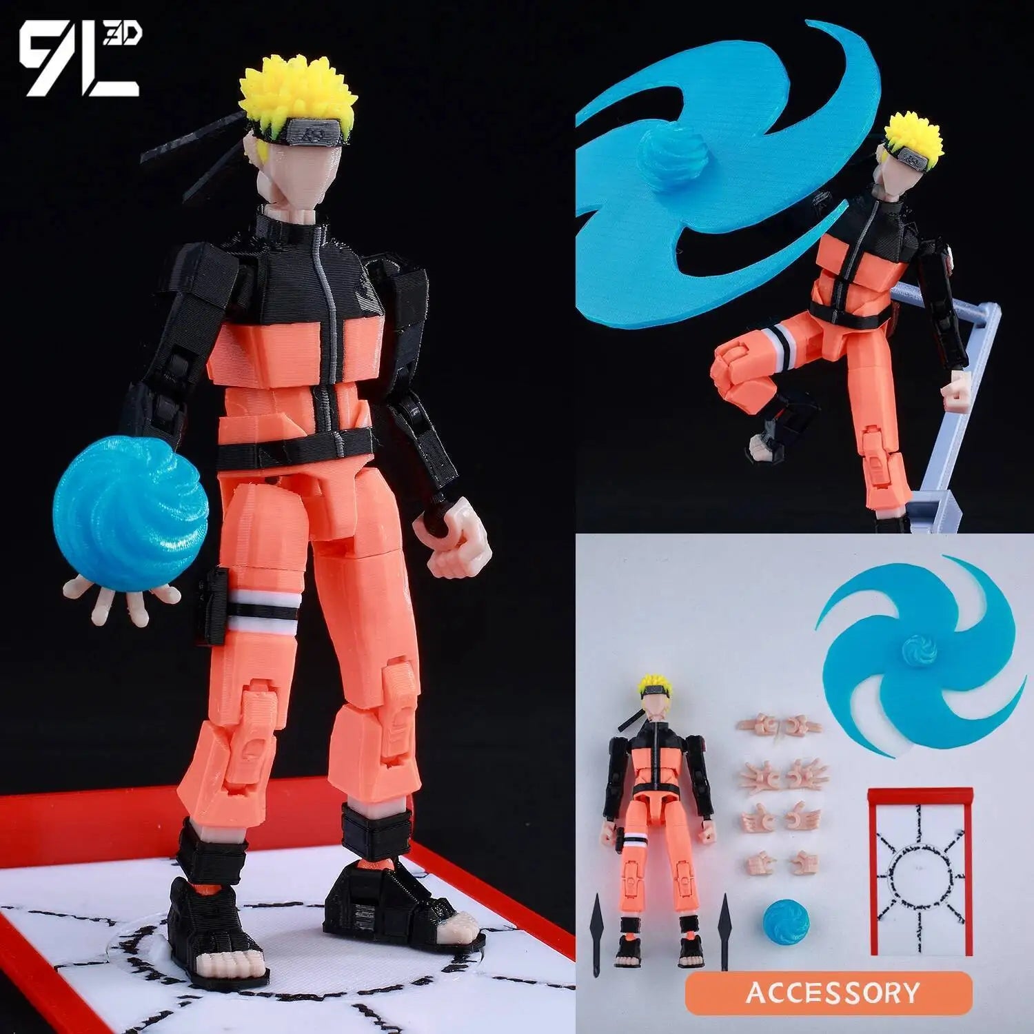 9L3D-gedruckter Dämonentöter AKAZA Tanjiro Kamado Lucky Dummy 13 bewegliche Gestaltwandler-Actionfiguren Schaufensterpuppenspielzeug für Anime-Fans