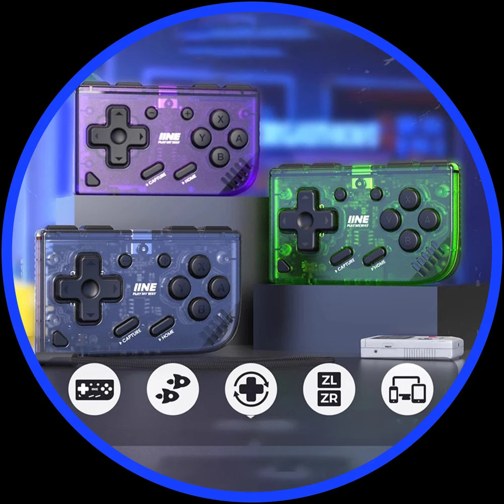 IINE Mini Retro Ananke Controller/ Turbo Function Interchangeable Joystick D-Pad Multi-Platform Controllers Handheld Game Custom