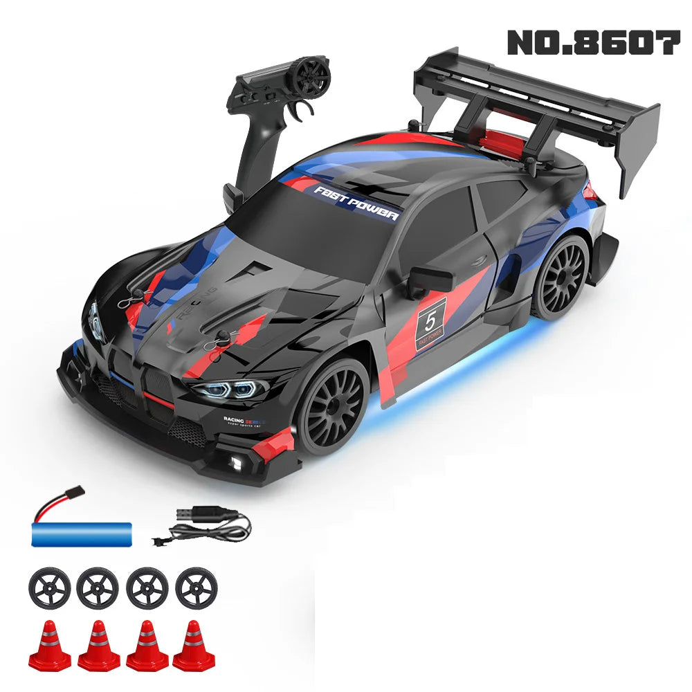 4WD High Speed ​​RC Drift Mustang 1:24 - Ferngesteuertes RC-Rennauto | Austauschbare Reifen | Rennsport-Geschenkspielzeug für Jungen