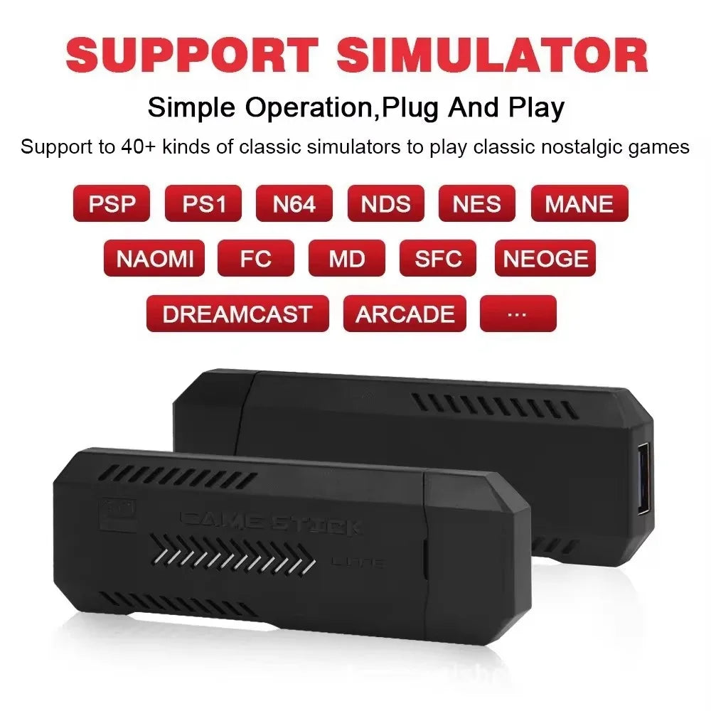X2Plus Retro Video Game Stick 4K HD 3D 64GB 30000+ Games Multi-Emulator Wireless Controller for PS1/N64
