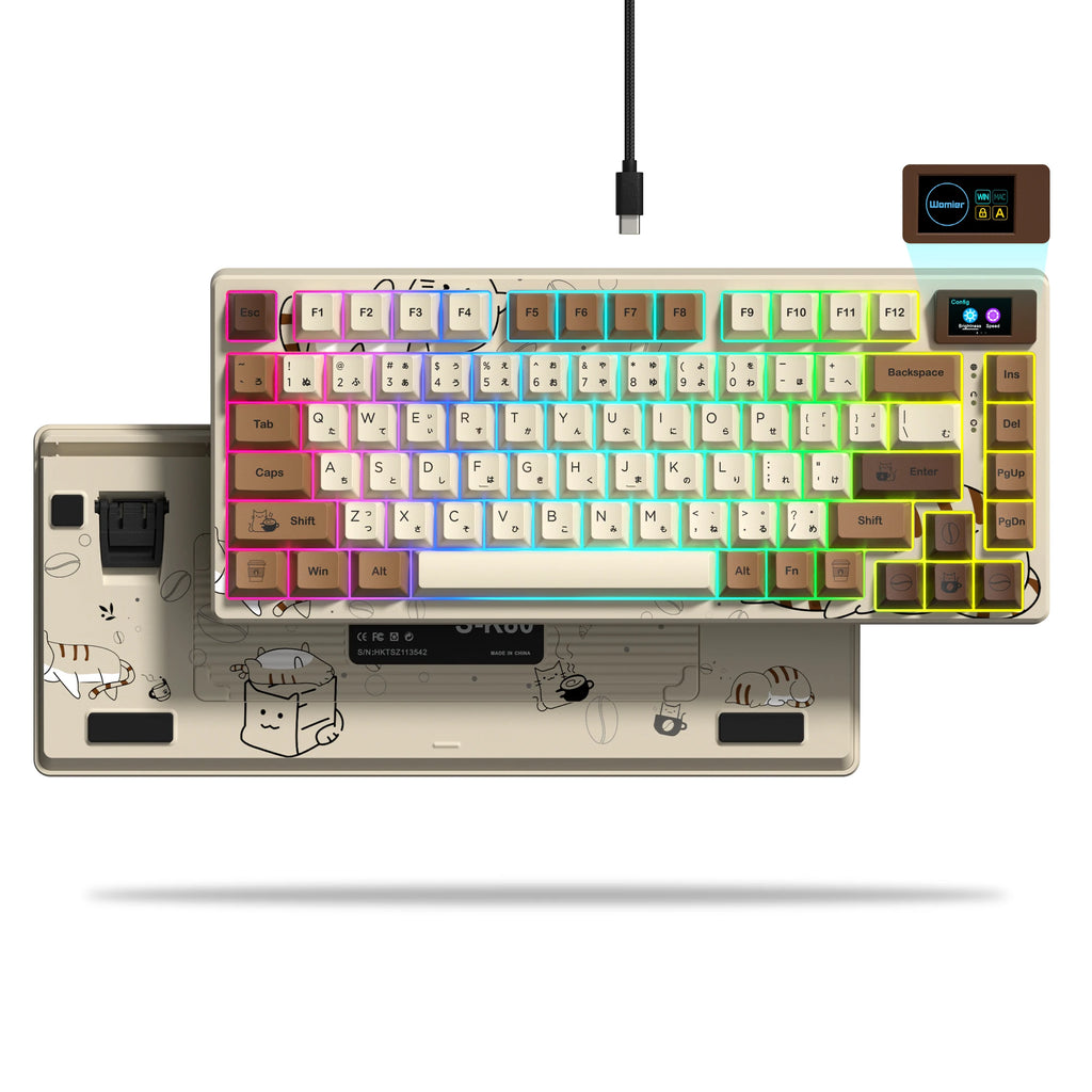 Pro Gamer Keyboard Module Wired Mechanical Gaming Keyboard with OLED Display Full Key Hot-Swappa ...