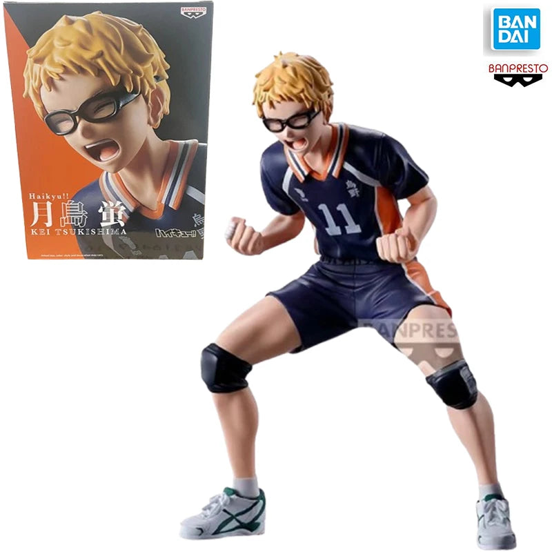 Original In Stock Genuine Banda Banpresto Haikyuu!! Kei Tsukishima PVC Posing Figure Model Anime Desktop Ornament Doll Toys Gift