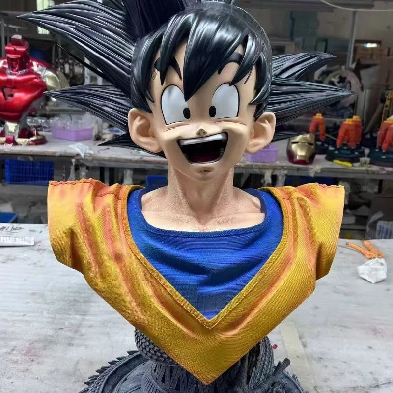 90cm Dragon Ball Figure Son Goku Half-body Statue Can Glow Anime Collection Model Resin Desktop Ornaments Children Toys Gift