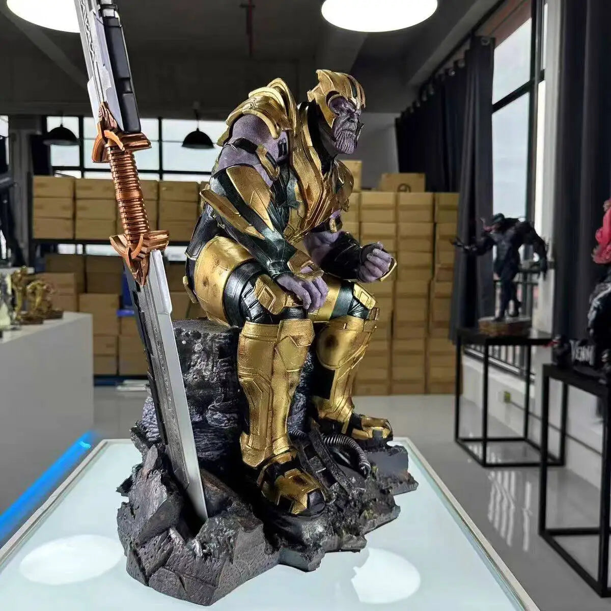 1/4 The Avengers Figure Thanos Sitting Posture Magnetic Suction Anime Model Resin Desktop Ornament Decorations Kids Toys Gifts