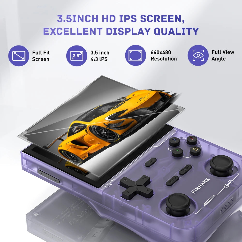 KINHANK K36 Retro-Handheld-Videospielkonsole, 500nit, 3,5-Zoll-IPS-Bildschirm, 16000 Spiele-Emulator für PS1/PSP/DC/N64/SS