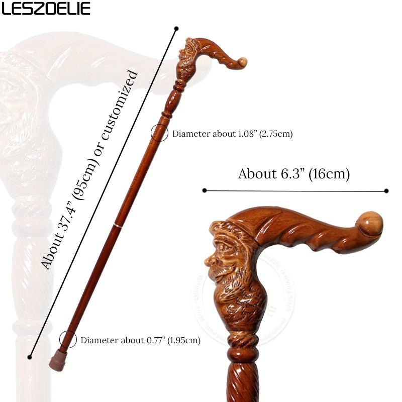 95 cm Weihnachts-Gehstock, modisch, Weihnachtsmann, deutscher Buchenholz-Gehstock, für Männer und Frauen, elegant, bräunlich-rot