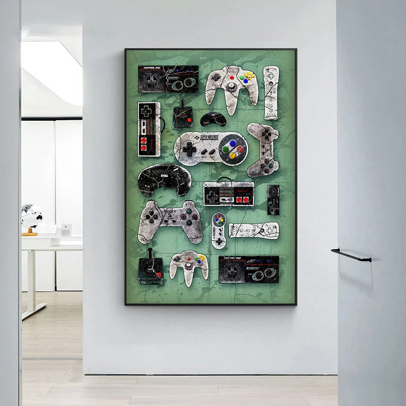 Moderne Gamepad Handheld Spielkonsole Controller Poster Leinwand Malerei Wand Bild Für Gamer Spiel Zimmer Hause Dekoration