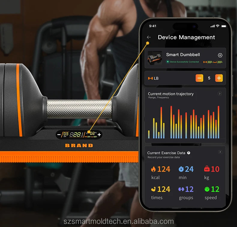 Customized 18kg Smart Dumbbells New Design Adjustable Training Equipment for Home Gym with Fitness Dumbbell Sets