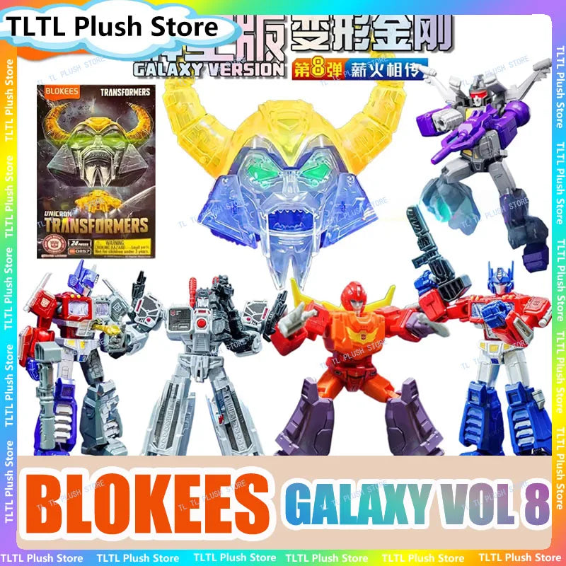 Blokee Transformation Unicron Galaxy Vol 8 Action Figures Blind Box Blitzwing Hot Rod Metroplex Sludge Dinobot Car Boy Gift