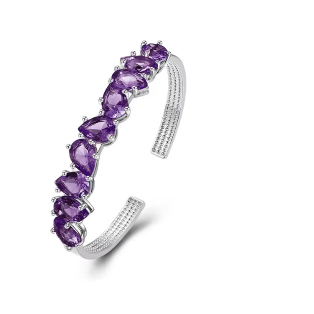 Luxury Charm Natural Amethyst Bracelets Bangles for Women S925 Silver Trendy Fine Jewelry Anniversary Engagement Party Gifts