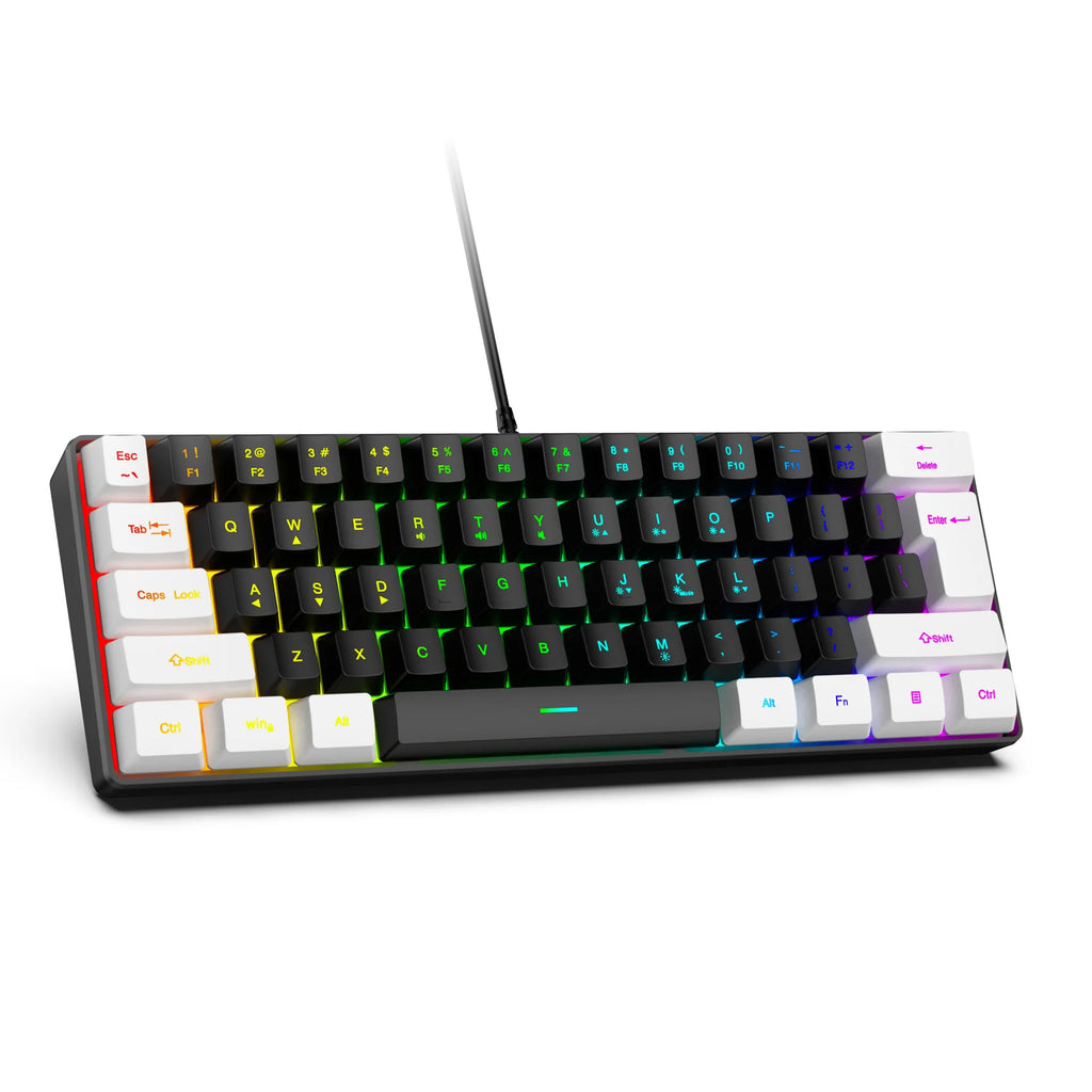 61 Keys RGB Gaming Wired keyboard Mouse Set Colorful Mini Compact Black White Computer Keypad Mice Set for Office PC Gamer