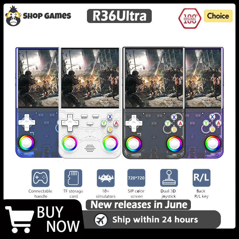 R36 Ultra 2025 Open Source R36S Video Game Console Linux System 4.0 Inch IPS Screen  Portable Pocket Video Player 64G best Games