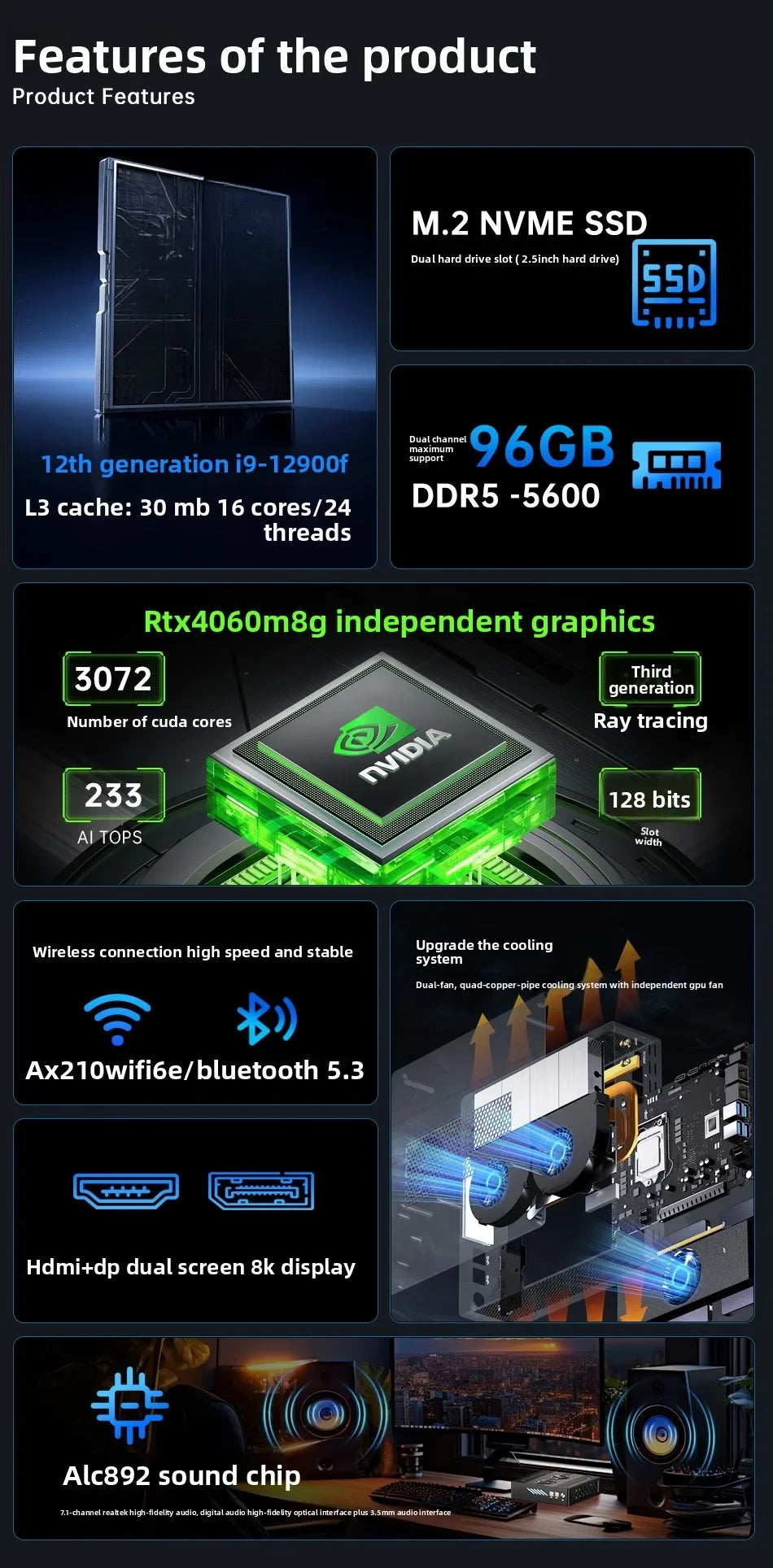 RTX4060M mini console game computer office micro assembly desktop small AI computing power small host design graphics