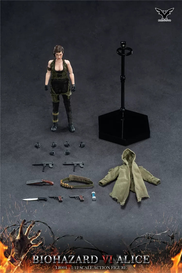 In Stock Brotoys Action Figure 1/12 Scale Articulated Alice Resident Evil Collectible Model Lr003 Lr004 For Adult Collectors Toy