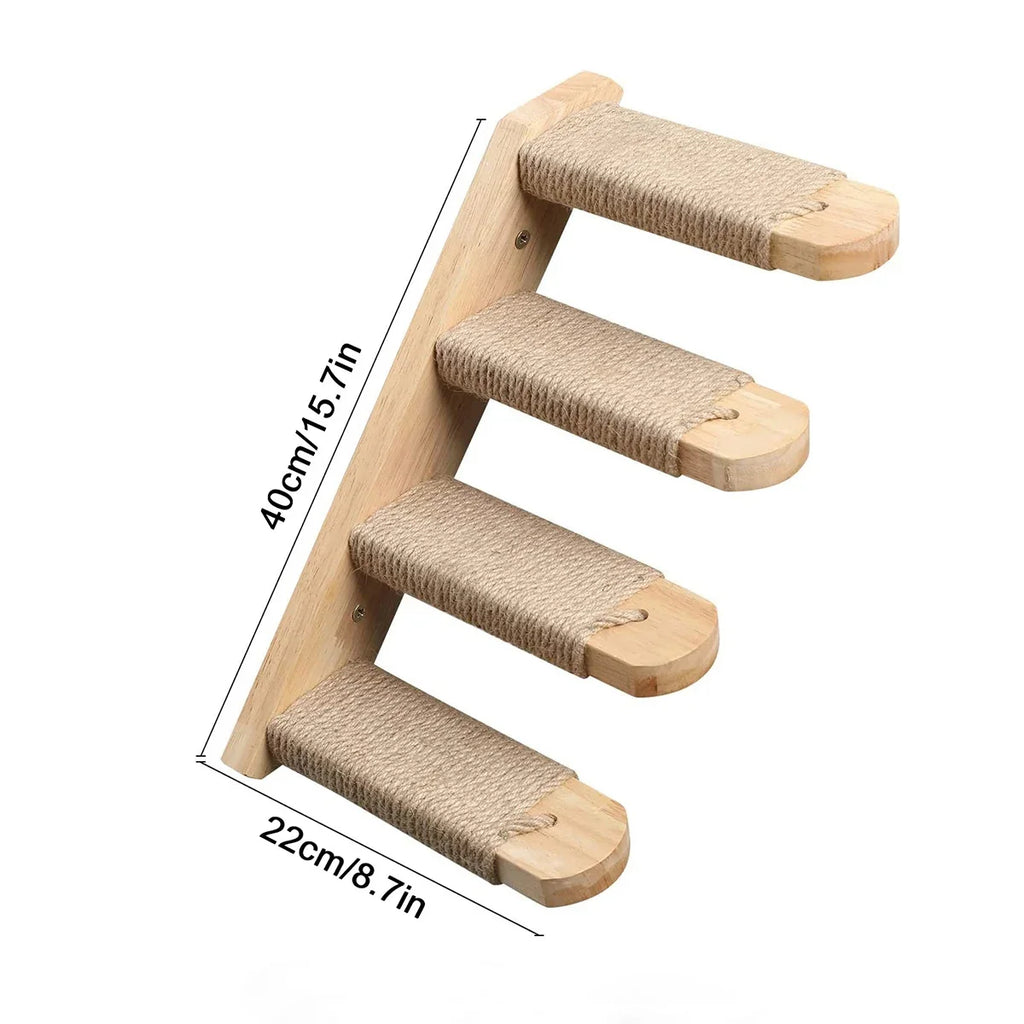 Cat Climbing Shelves Wall Mounted Cat Tree Cat Scratching Post Climbing Perches Hammock Steps for Cat Sleeping Playing and Rest