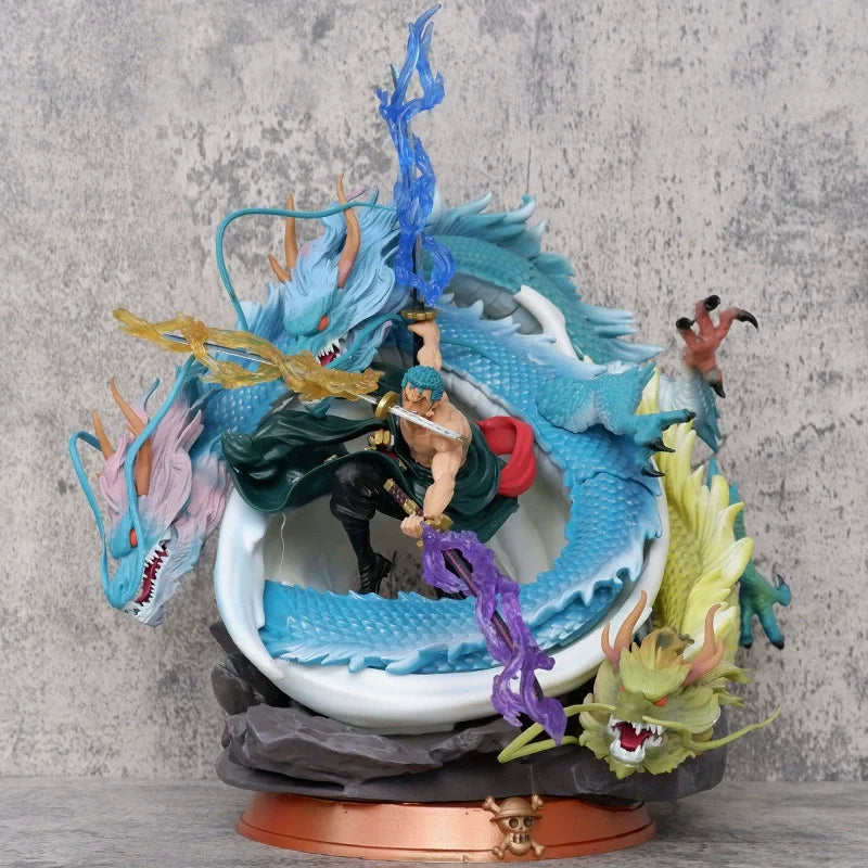 27cm One Piece: Three Dragons Zoro - Dragon Twister & Black Pearl Style Anime Figure Model Statue Collection Desktop Decoration