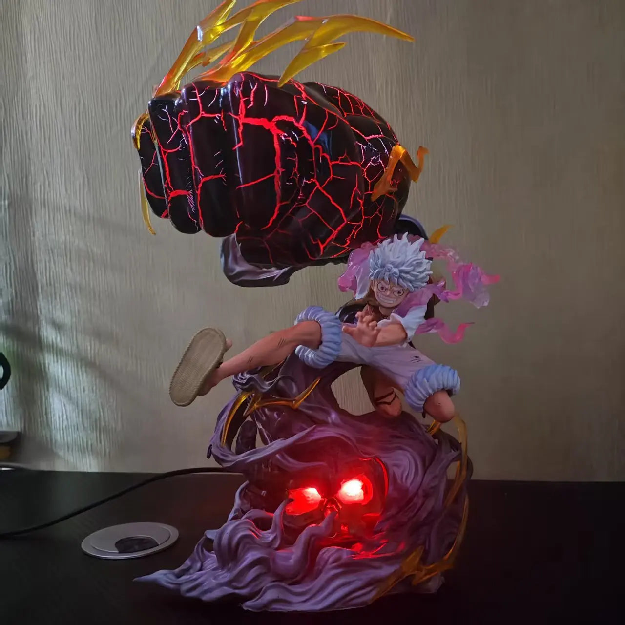 Luffy Gear 5 Gk Figure Explosive Fist Onigashima Haki Awakening Led Light Up Anime Statue Collectible Decor For Fans Surprise
