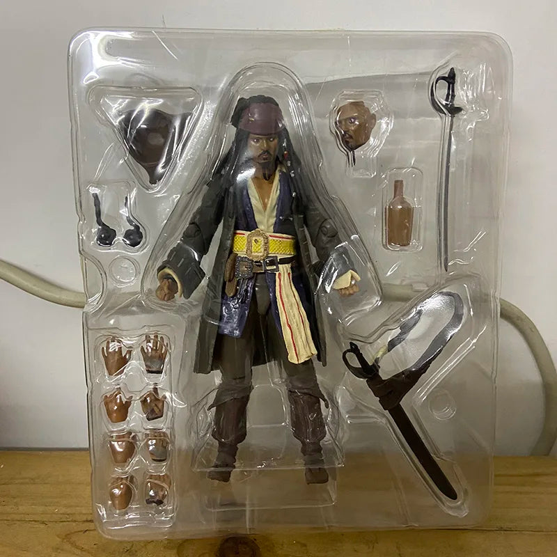 Anime SHFiguats Pirates of the Caribbean Captain Jack Sparrow Action Figure Collectable Model Toys For Christmas Gift Dolls