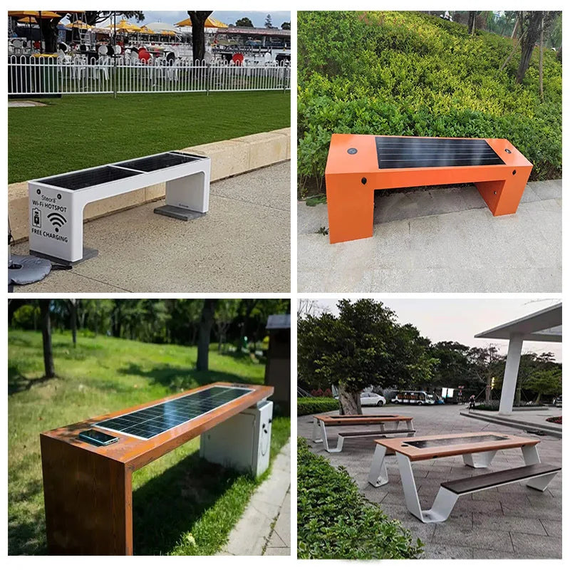 Outdoor Wireless Charging Smart Solar Funiture Bench Table