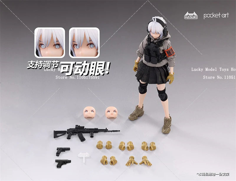 HASUKI Pocket Art Limted PA003 1/12 Scale Assassin Sasha Cute Girl Action Figure 6" Mobile Suit Girl Doll Collectible Gifts