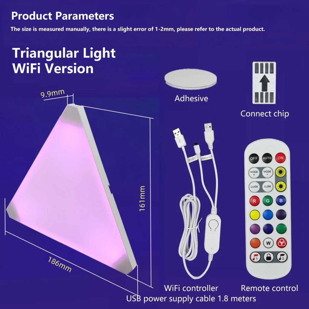 Super Thin LED Triangle Lamps Indoor RGB Quantum Wall Light WIFI Bluetooth APP Control Night Light For Game Bedroom Decoration