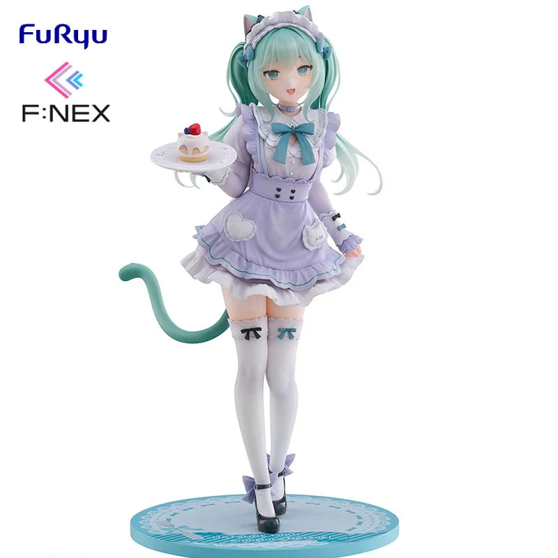 FuRyu F:NEX Nachoneko 1/7 Hatsune Miku X Nachoneko Cat Ear Maid Dress PVC 25CM Anime Action Figures Model Collection Toy