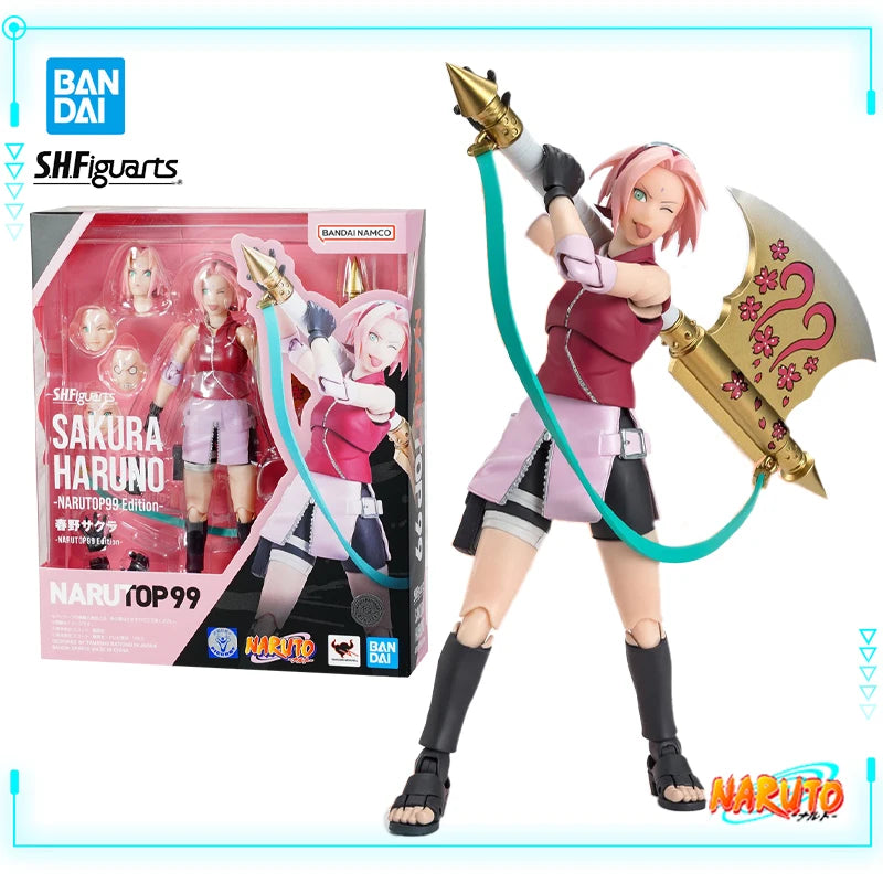 Bandai Original Genuine S.H.Figuarts Anime Naruto Shippuuden Haruno Sakura NARUTOP99 Edition Ver 13.5cm Action Figures Model Toy