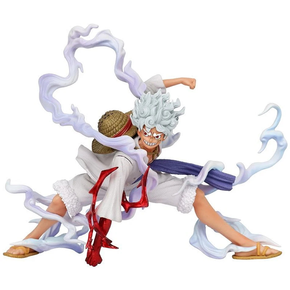 Anime One Piece Sun God Nika Luffy Squatting Character Handmade PVC Model Anime Peripheral Decoration Ornament Birthday Gift