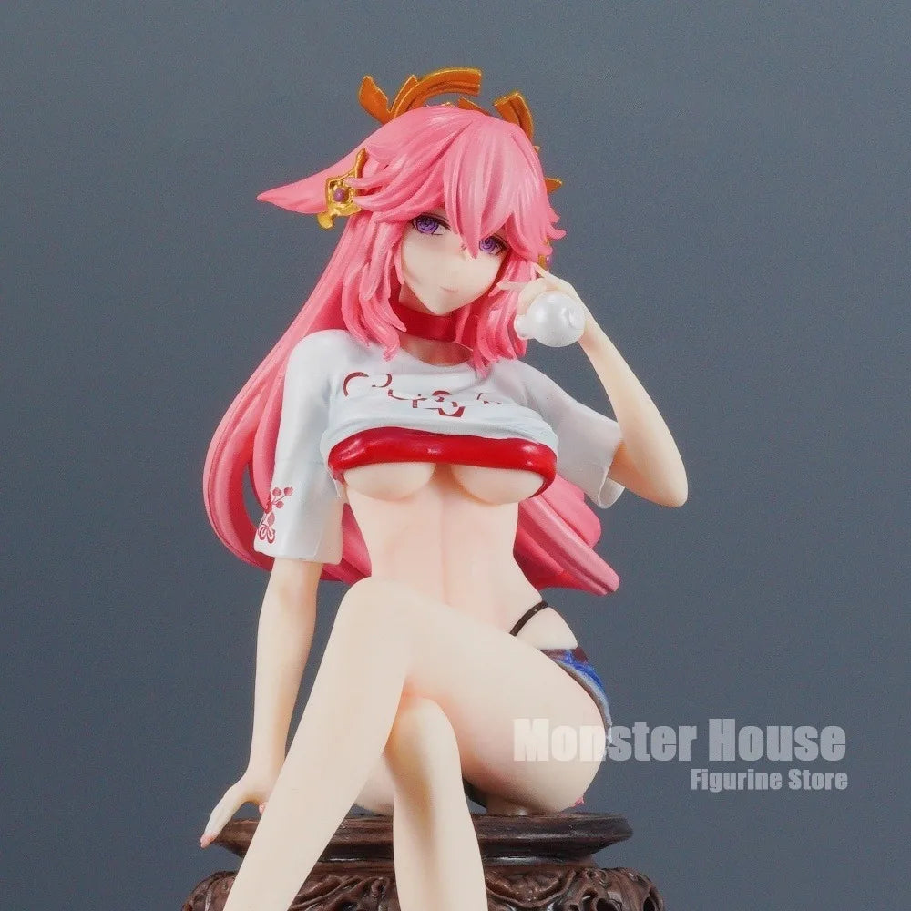 24cm/9.45in Anime Genshin Impact Figure Yae Miko Action Figures Pvc Statue Desktop Ornamen Collection Model Toys Gifts