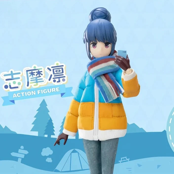GONG Laid-Back Camp Cloth Action Figure Rin Shima Nadeshiko Kagamihara Anime Figurine Joint Movable Collection Model Toy Desktop