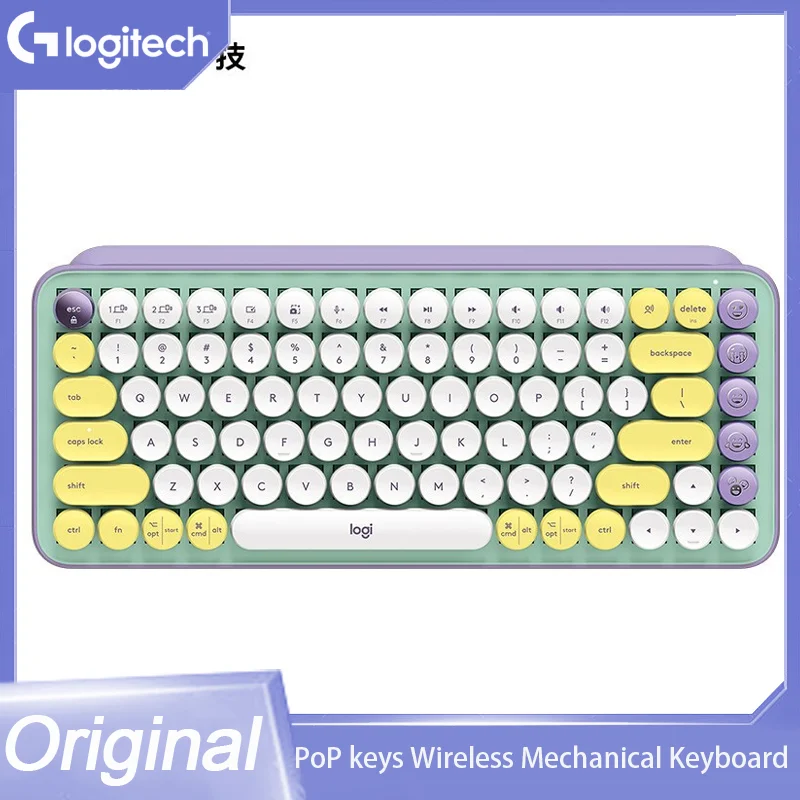 Original Logitech Pop Keys Wireless Mechanical Keyboard Logi POP Mouse Dream Violet 87keys Keyboard Mouse Combos Set For Iaptop