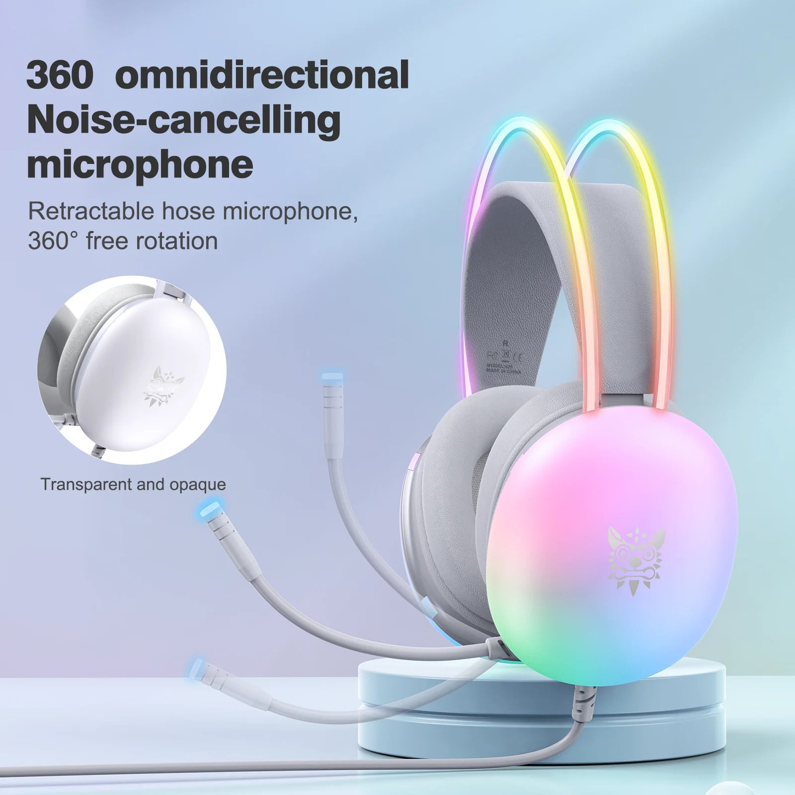 ONIKUMA 2024 Нови слушалки с пълно RGB подсветка за компютър и RGB светлини ЗА ГЕЙМЪРИ KOL