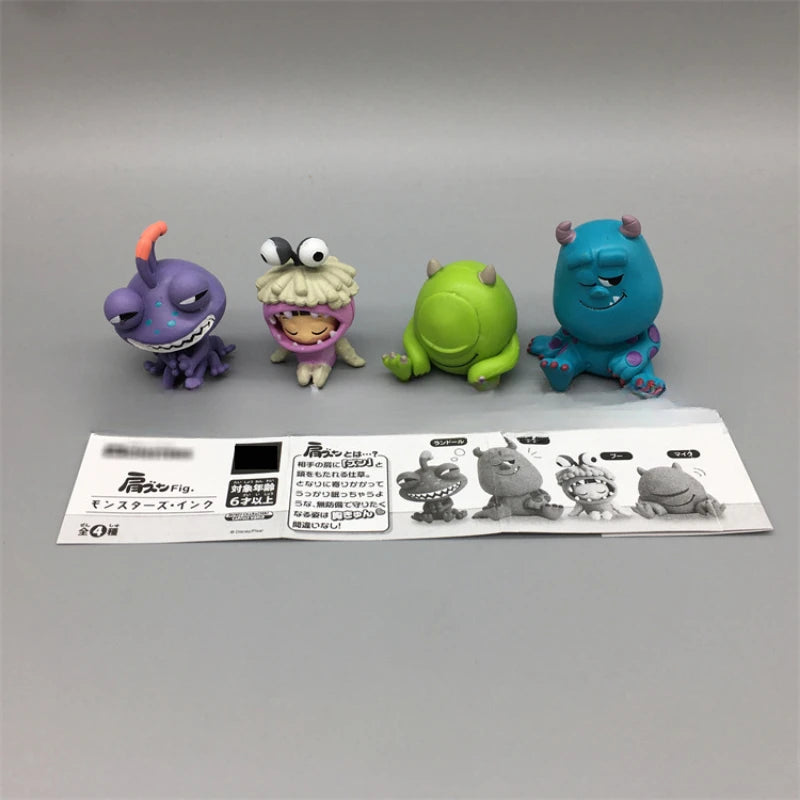 4pcs University Monsters Inc Anime Figures James P. Sullivan Boo Mike Wazowski Action Figure Q Version Model Desktop Decoration