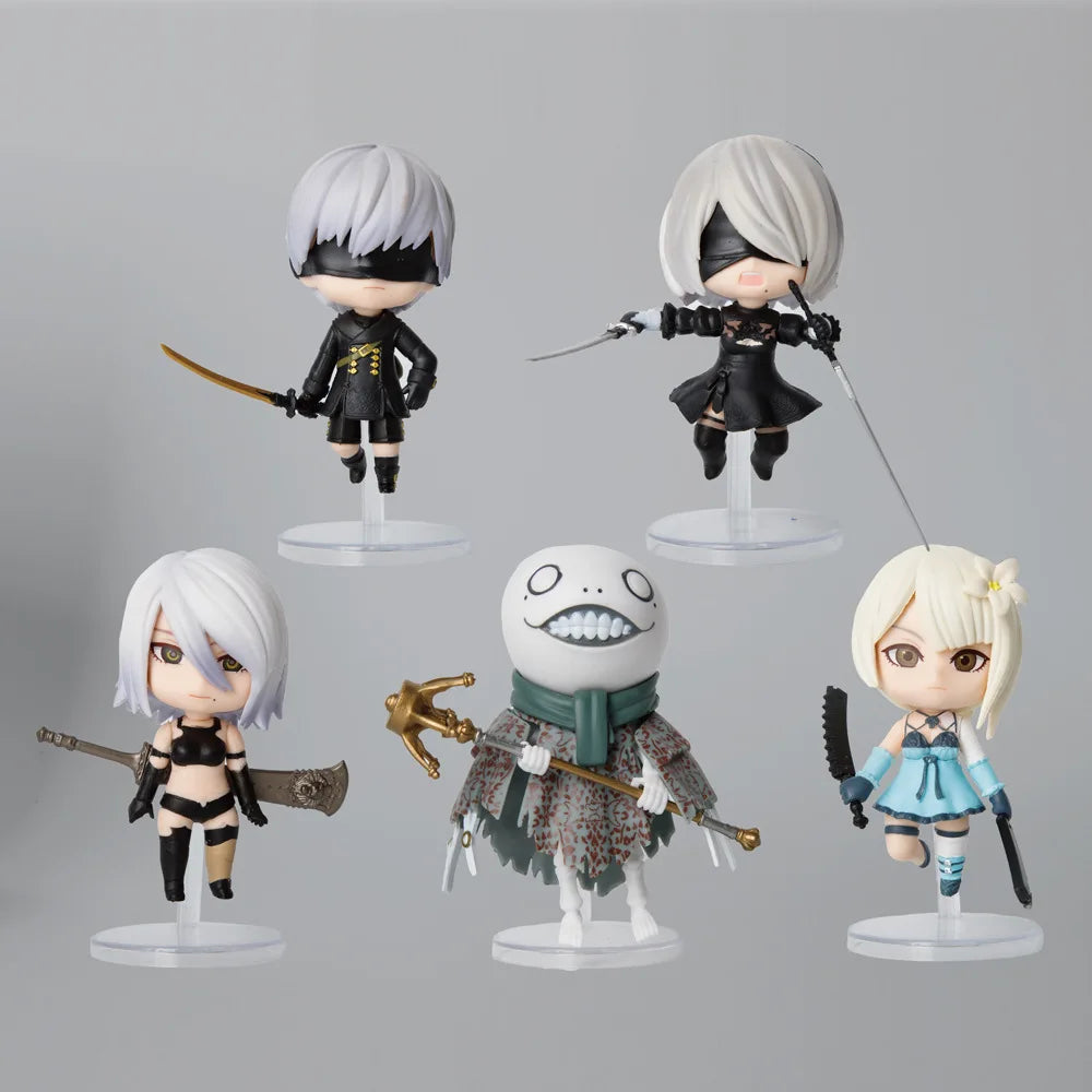 5pcs/set Anime NieR Q version kawaii standing posture Action Figure PVC model Toys statue Desk Decor Collectible Gifts