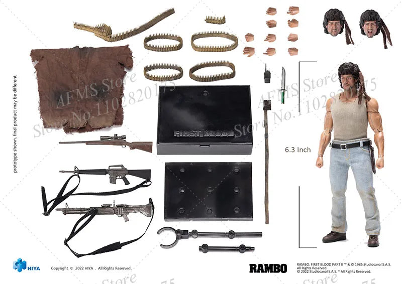 HIYA 1/12 Scale Collectible Figure John J. Rambo First Blood Michael Sylvester Gardenzio Stallone 6" Men Soldier Action Figure