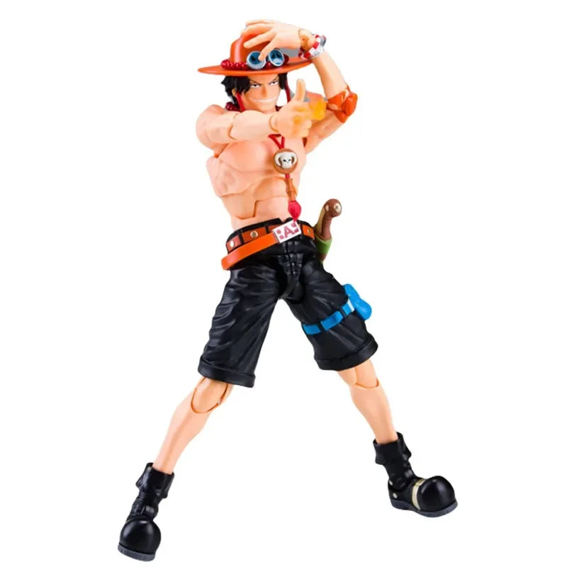 Bandai Genuine SHF ONE PIECE Portgas·D·Ace Anime Action Figure Joints Movable Collectible Model Toys Ornaments Gift Children