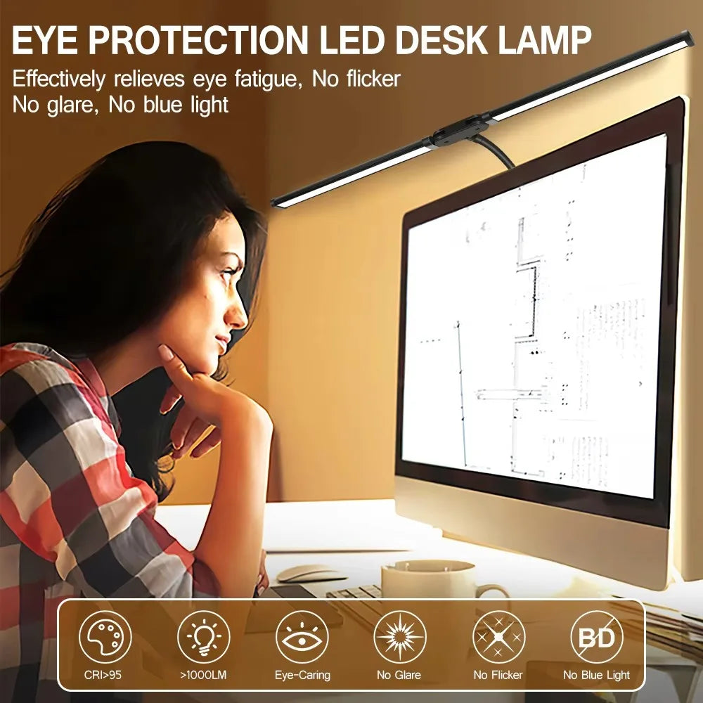 Double Head LED Clip Desk Lamp Architect Table Lamp for Home Office Lighting 3 Color Mode and 10 Dimmable Eye Protect Desk lamps